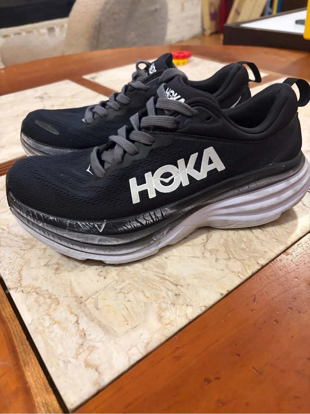 Hoka One One Men's Black and Gray Performance Running Shoes